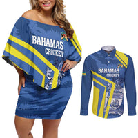 Custom The Bahamas Cricket Couples Matching Off Shoulder Short Dress and Long Sleeve Button Shirt Come On Bahamian