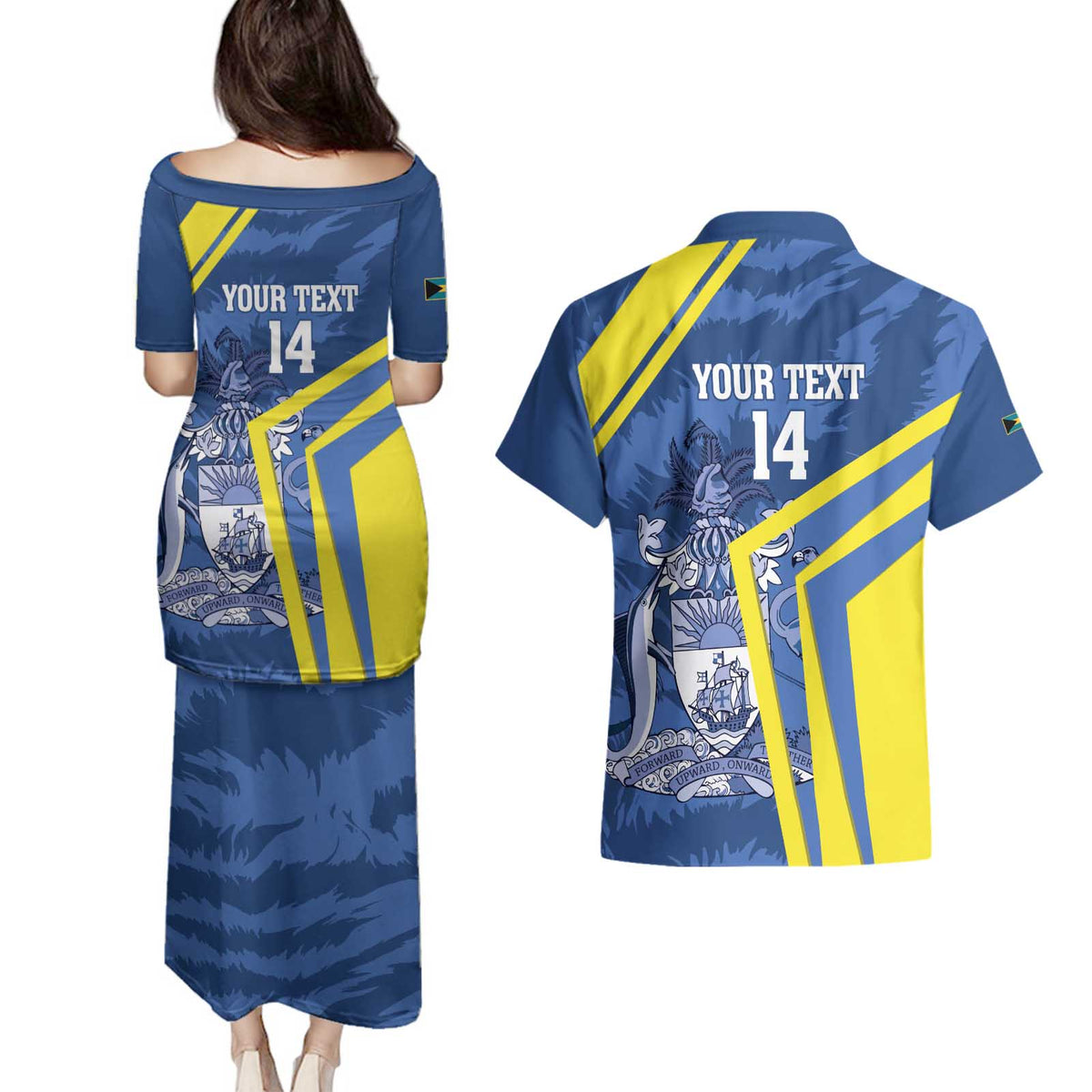 Custom The Bahamas Cricket Couples Matching Puletasi and Hawaiian Shirt Come On Bahamian