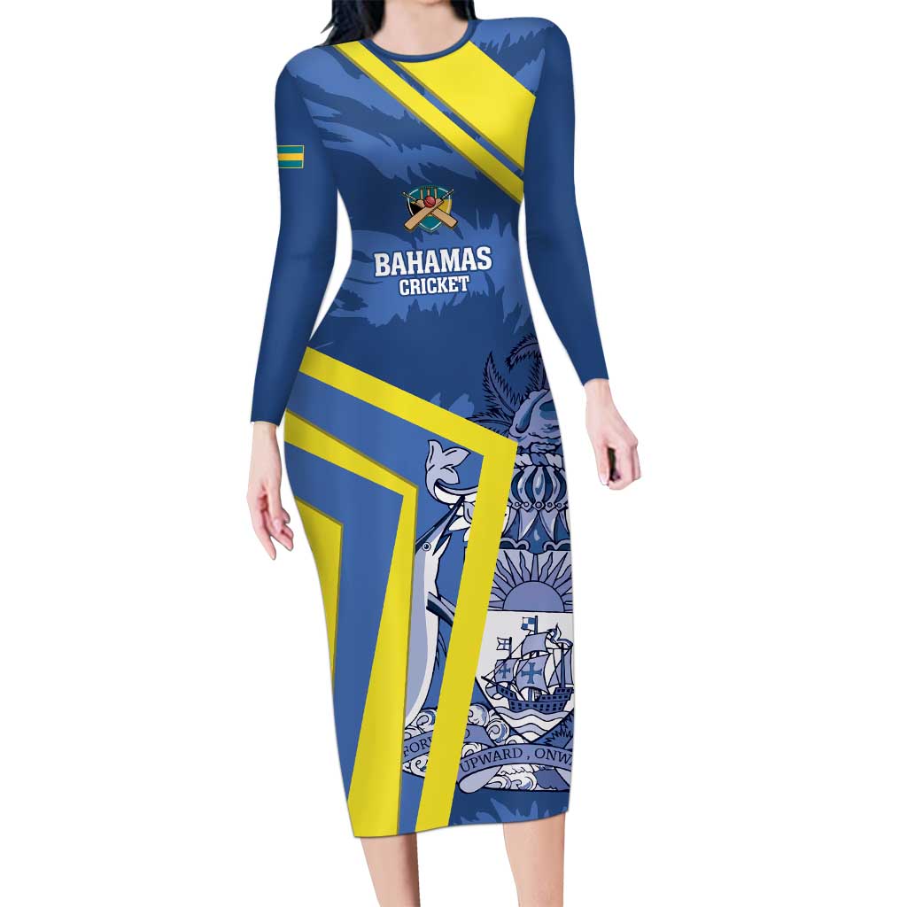 Custom The Bahamas Cricket Family Matching Long Sleeve Bodycon Dress and Hawaiian Shirt Come On Bahamian