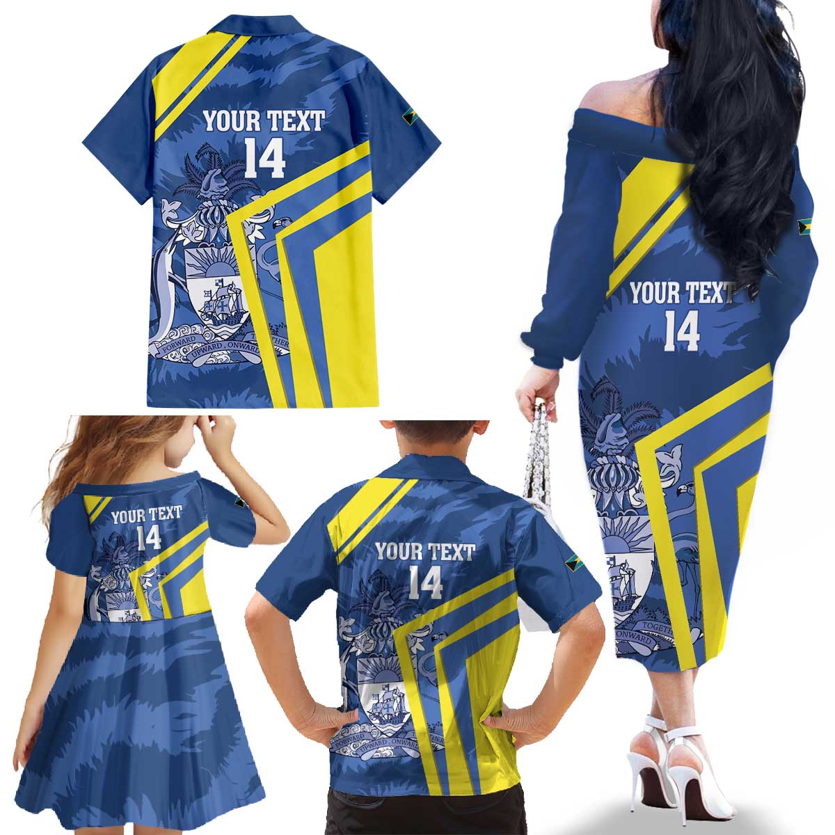 Custom The Bahamas Cricket Family Matching Off The Shoulder Long Sleeve Dress and Hawaiian Shirt Come On Bahamian
