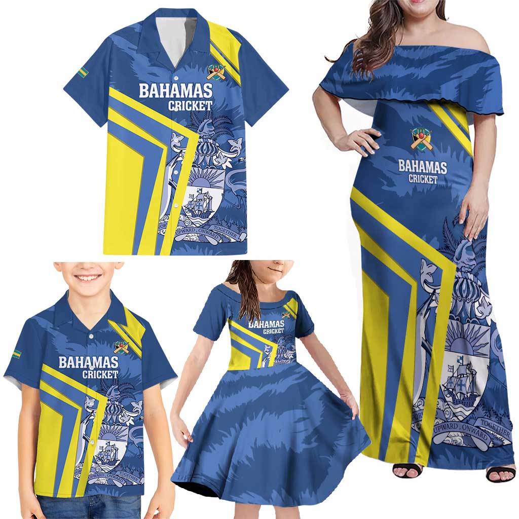 Custom The Bahamas Cricket Family Matching Off Shoulder Maxi Dress and Hawaiian Shirt Come On Bahamian