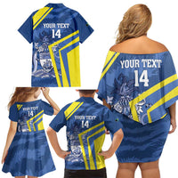 Custom The Bahamas Cricket Family Matching Off Shoulder Short Dress and Hawaiian Shirt Come On Bahamian