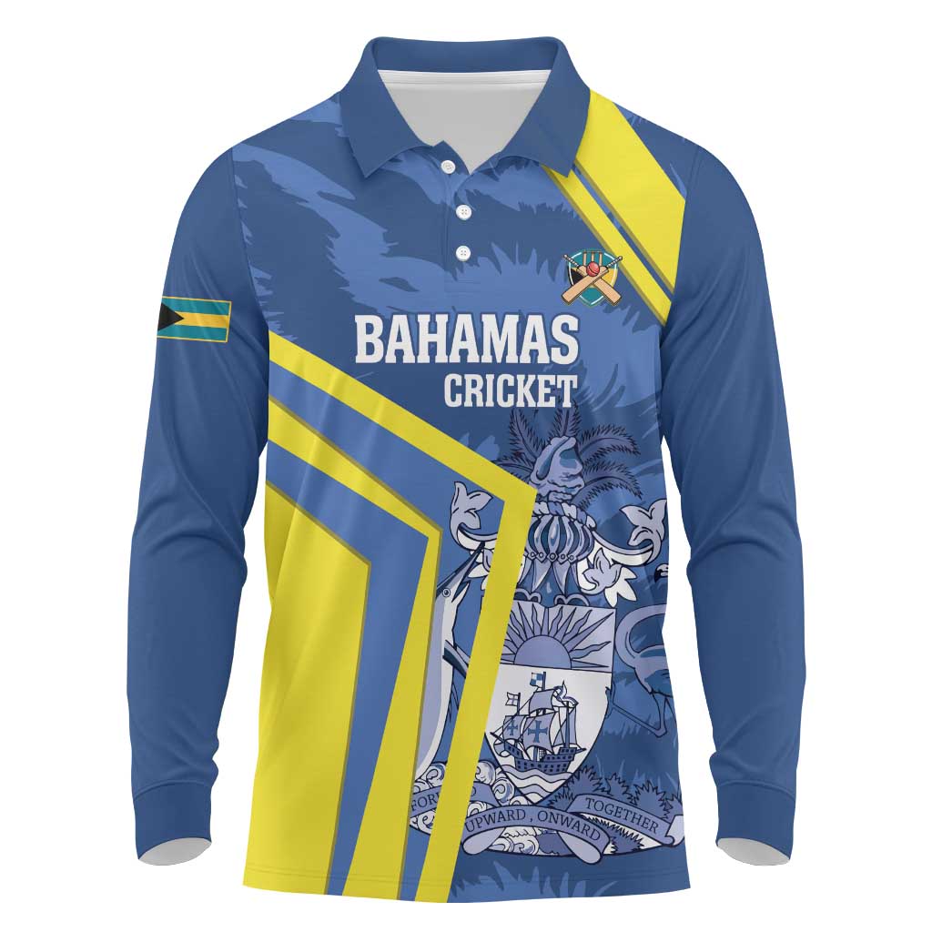 Custom The Bahamas Cricket Long Sleeve Polo Shirt Come On Bahamian