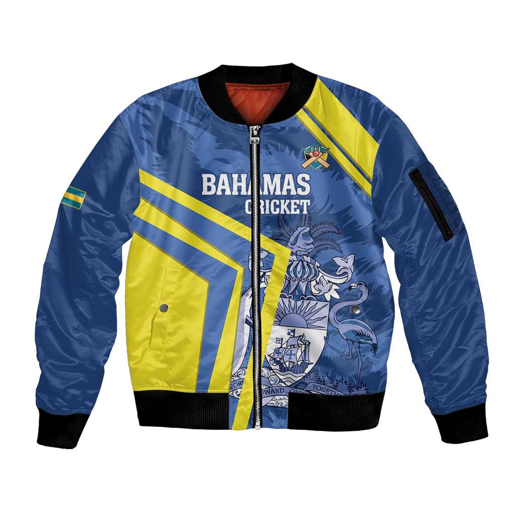 Custom The Bahamas Cricket Sleeve Zip Bomber Jacket Come On Bahamian