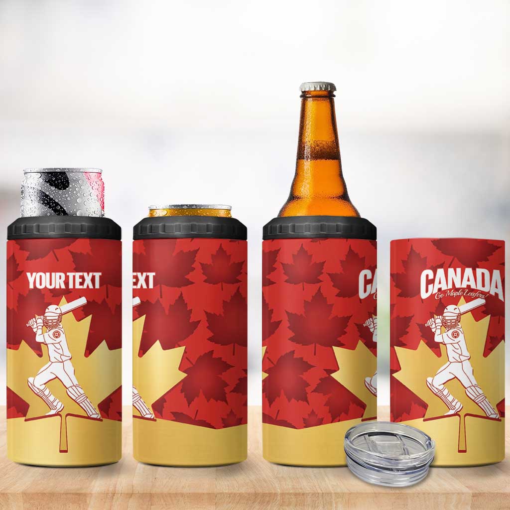 Custom Canada Cricket 4 in 1 Can Cooler Tumbler Come On Maple Leaf