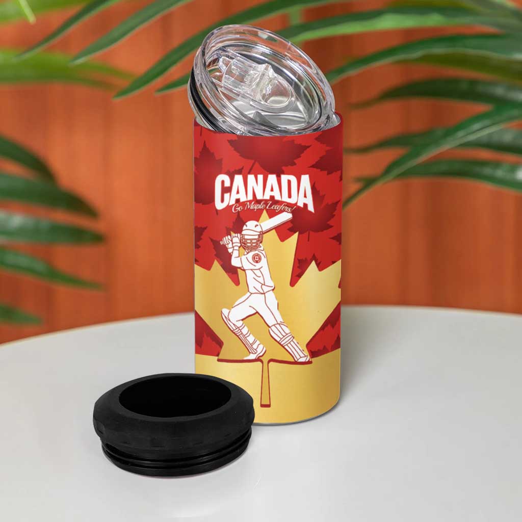 Custom Canada Cricket 4 in 1 Can Cooler Tumbler Come On Maple Leaf