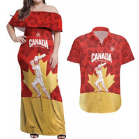Custom Canada Cricket Couples Matching Off Shoulder Maxi Dress and Hawaiian Shirt Come On Maple Leaf
