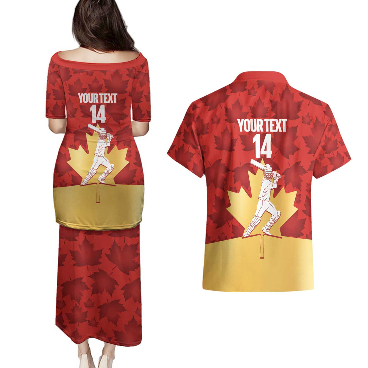 Custom Canada Cricket Couples Matching Puletasi and Hawaiian Shirt Come On Maple Leaf