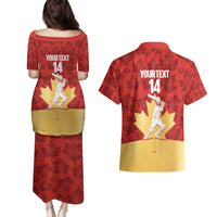 Custom Canada Cricket Couples Matching Puletasi and Hawaiian Shirt Come On Maple Leaf