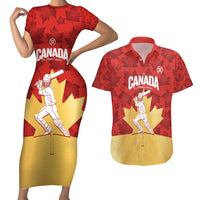 Custom Canada Cricket Couples Matching Short Sleeve Bodycon Dress and Hawaiian Shirt Come On Maple Leaf