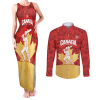 Custom Canada Cricket Couples Matching Tank Maxi Dress and Long Sleeve Button Shirt Come On Maple Leaf