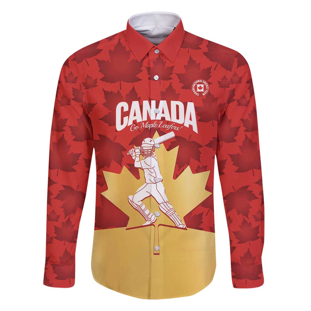 Custom Canada Cricket Family Matching Long Sleeve Bodycon Dress and Hawaiian Shirt Come On Maple Leaf