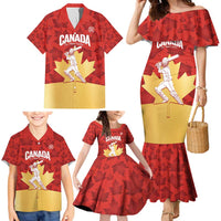 Custom Canada Cricket Family Matching Mermaid Dress and Hawaiian Shirt Come On Maple Leaf