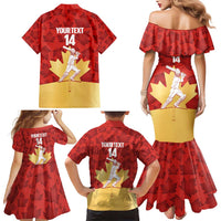 Custom Canada Cricket Family Matching Mermaid Dress and Hawaiian Shirt Come On Maple Leaf