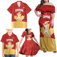 Custom Canada Cricket Family Matching Off Shoulder Maxi Dress and Hawaiian Shirt Come On Maple Leaf