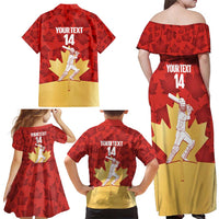 Custom Canada Cricket Family Matching Off Shoulder Maxi Dress and Hawaiian Shirt Come On Maple Leaf