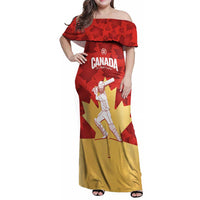 Custom Canada Cricket Family Matching Off Shoulder Maxi Dress and Hawaiian Shirt Come On Maple Leaf