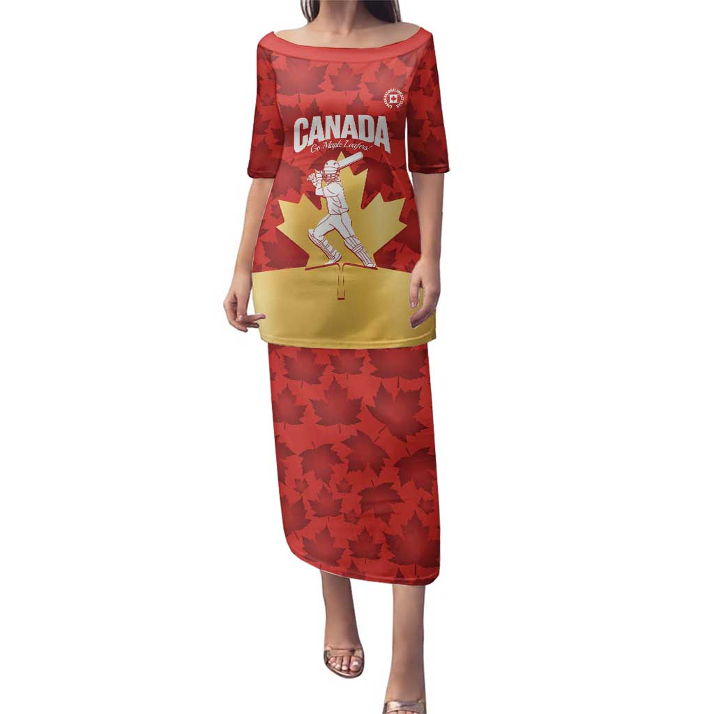 Custom Canada Cricket Family Matching Puletasi and Hawaiian Shirt Come On Maple Leaf