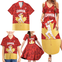 Custom Canada Cricket Family Matching Summer Maxi Dress and Hawaiian Shirt Come On Maple Leaf