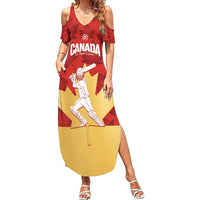 Custom Canada Cricket Family Matching Summer Maxi Dress and Hawaiian Shirt Come On Maple Leaf
