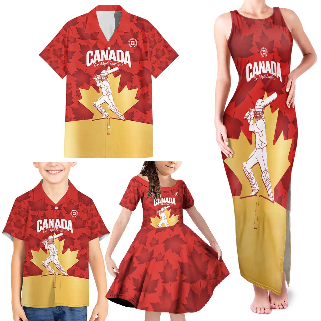 Custom Canada Cricket Family Matching Tank Maxi Dress and Hawaiian Shirt Come On Maple Leaf