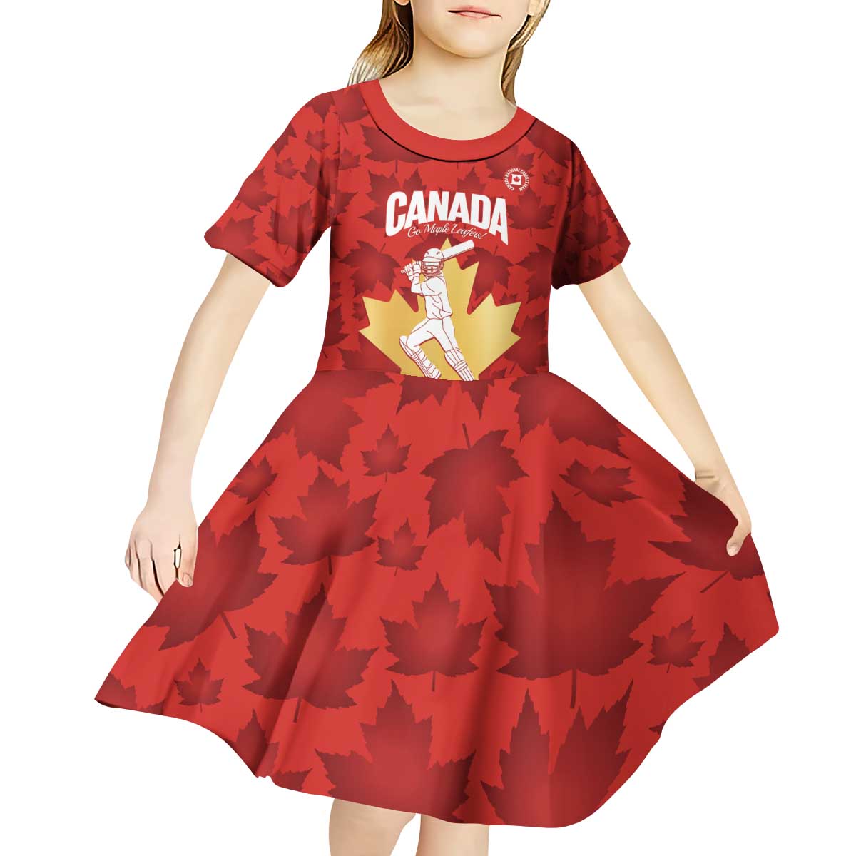 Custom Canada Cricket Kid Short Sleeve Dress Come On Maple Leaf