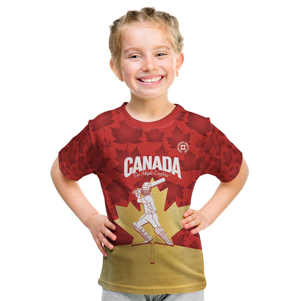 Custom Canada Cricket Kid T Shirt Come On Maple Leaf