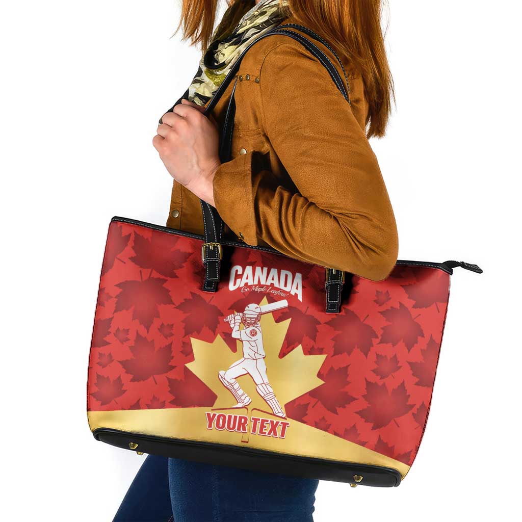 Custom Canada Cricket Leather Tote Bag Come On Maple Leaf