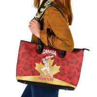 Custom Canada Cricket Leather Tote Bag Come On Maple Leaf
