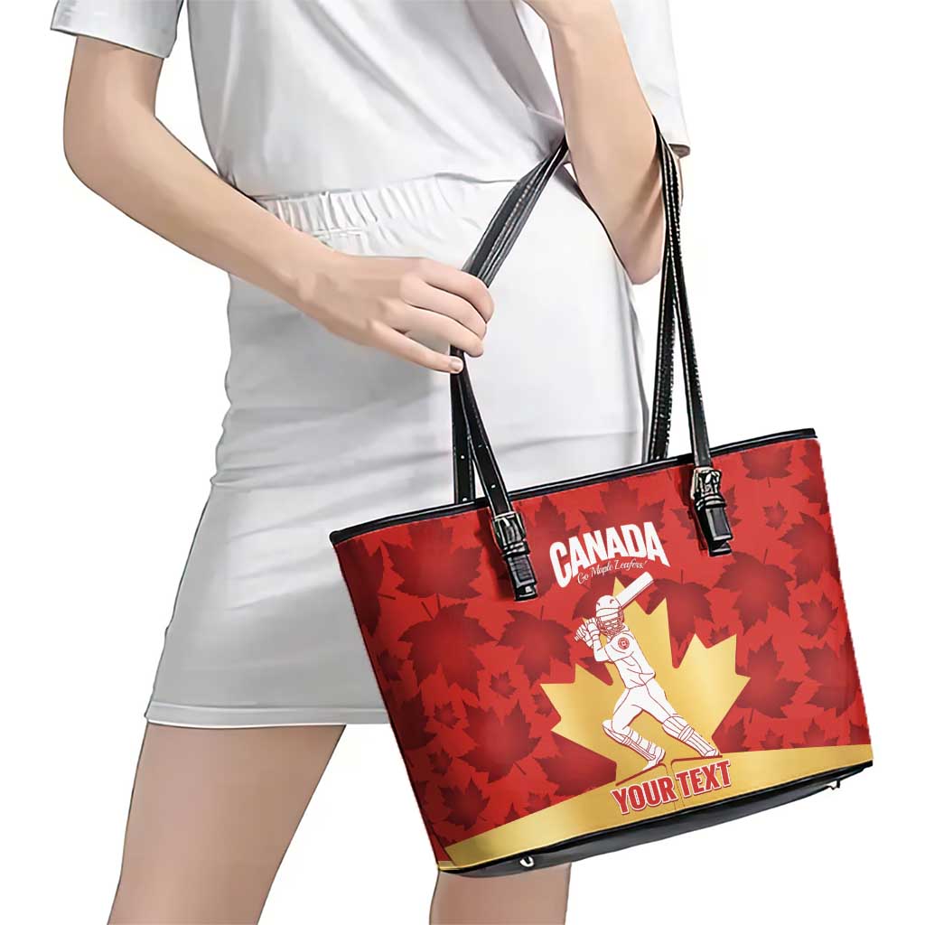 Custom Canada Cricket Leather Tote Bag Come On Maple Leaf