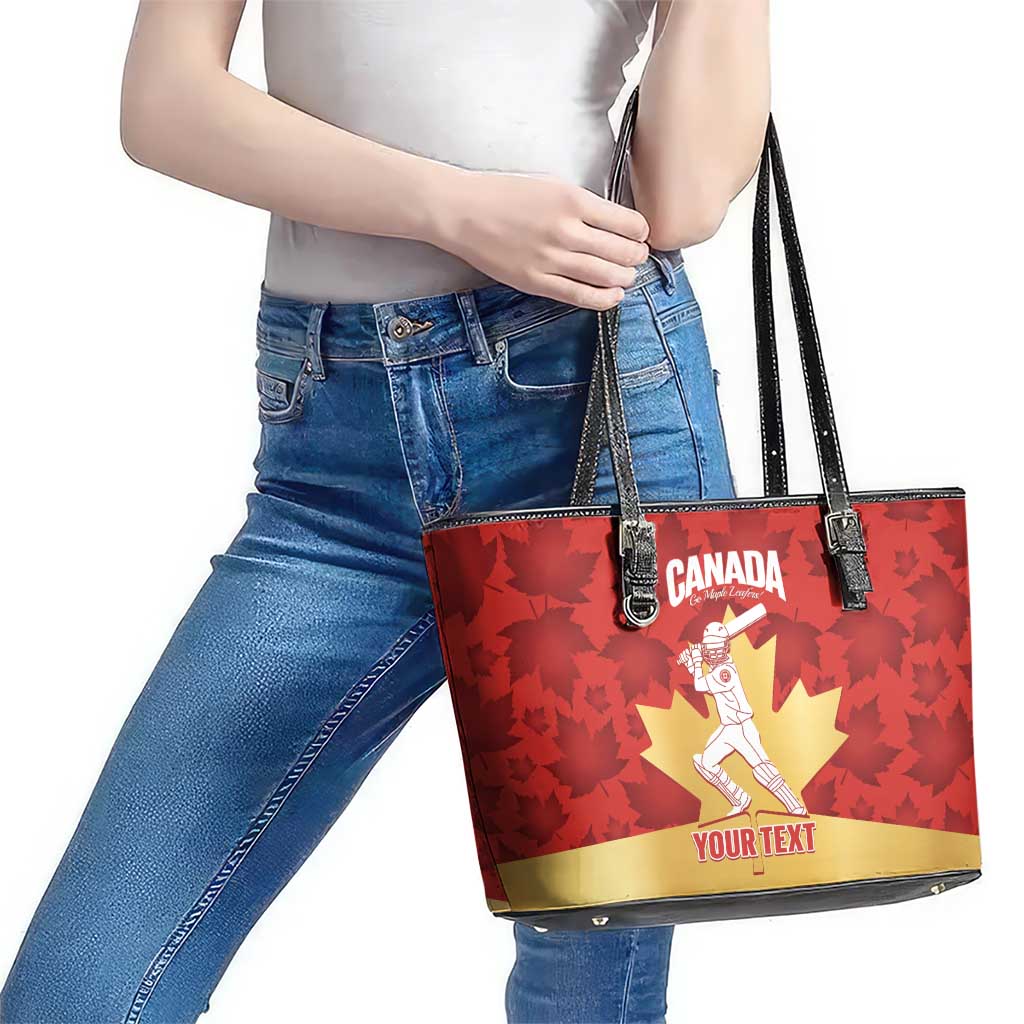 Custom Canada Cricket Leather Tote Bag Come On Maple Leaf