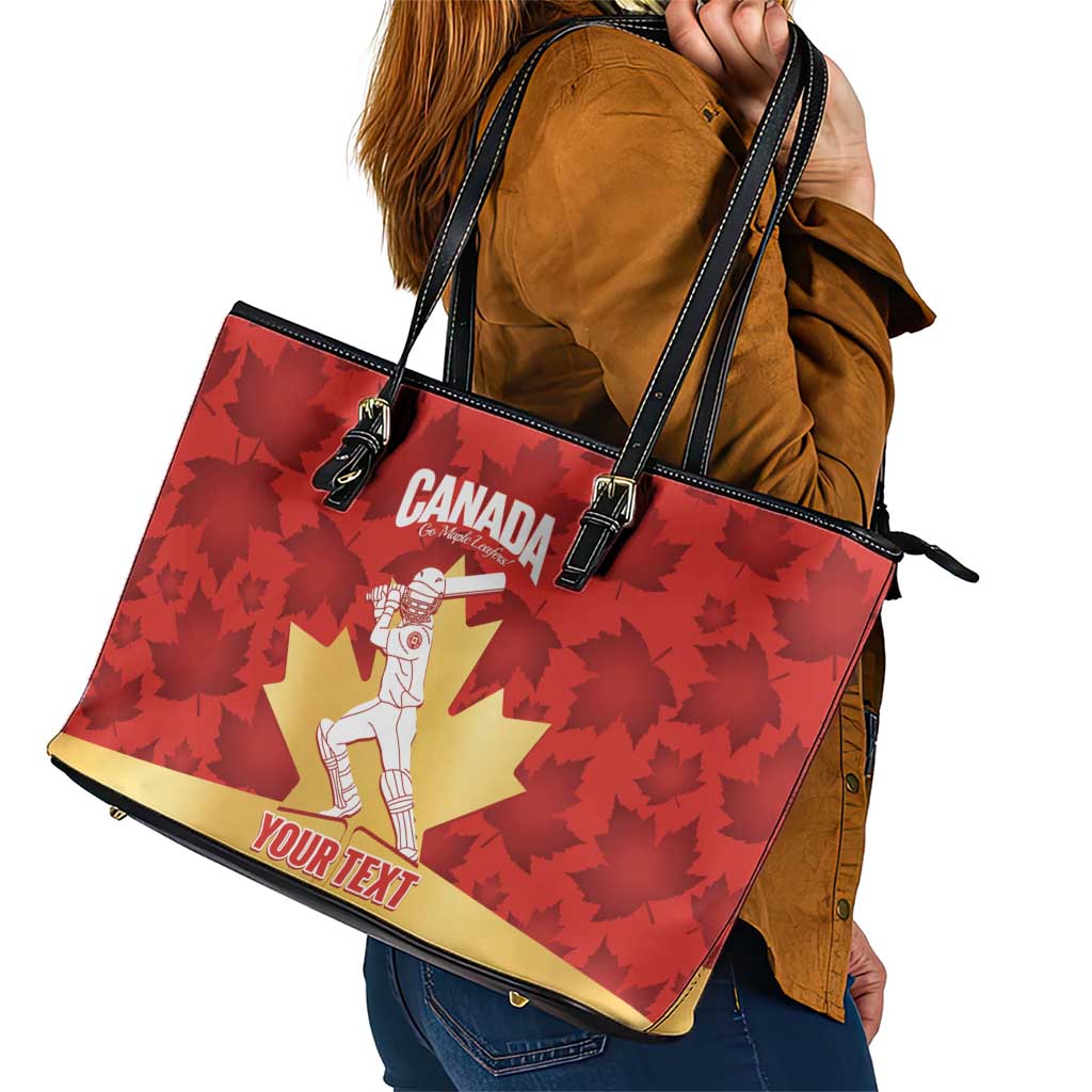 Custom Canada Cricket Leather Tote Bag Come On Maple Leaf