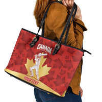 Custom Canada Cricket Leather Tote Bag Come On Maple Leaf