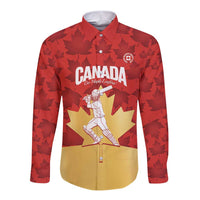 Custom Canada Cricket Long Sleeve Button Shirt Come On Maple Leaf