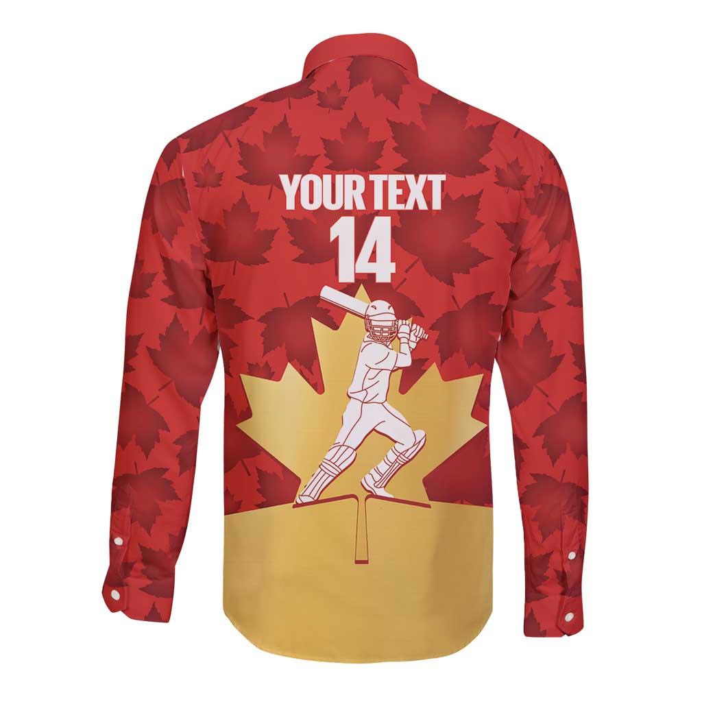 Custom Canada Cricket Long Sleeve Button Shirt Come On Maple Leaf