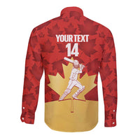 Custom Canada Cricket Long Sleeve Button Shirt Come On Maple Leaf