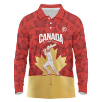 Custom Canada Cricket Long Sleeve Polo Shirt Come On Maple Leaf