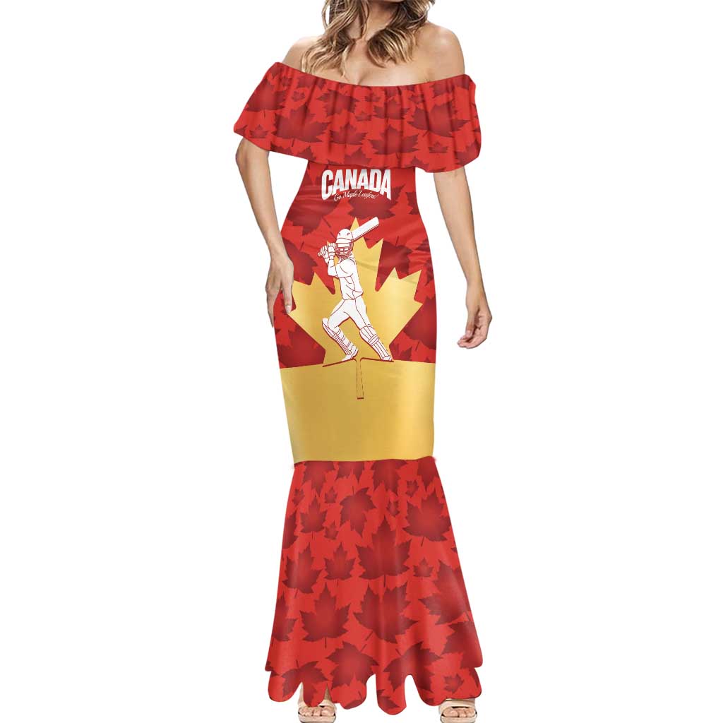 Custom Canada Cricket Mermaid Dress Come On Maple Leaf