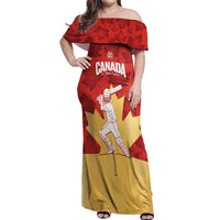 Custom Canada Cricket Off Shoulder Maxi Dress Come On Maple Leaf