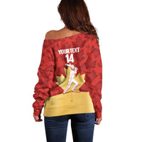 Custom Canada Cricket Off Shoulder Sweater Come On Maple Leaf