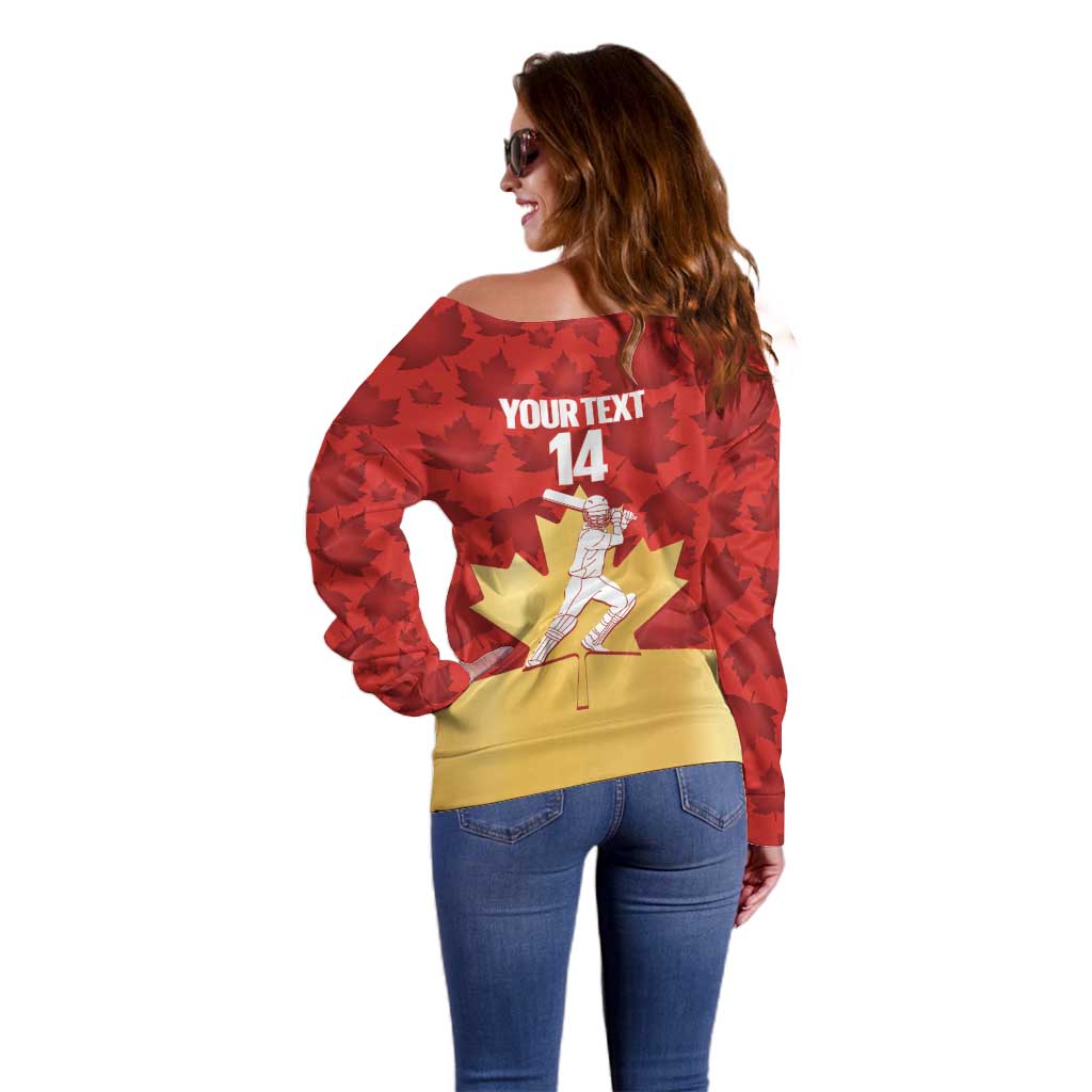 Custom Canada Cricket Off Shoulder Sweater Come On Maple Leaf