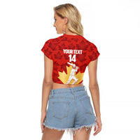 Custom Canada Cricket Raglan Cropped T Shirt Come On Maple Leaf