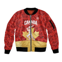 Custom Canada Cricket Sleeve Zip Bomber Jacket Come On Maple Leaf