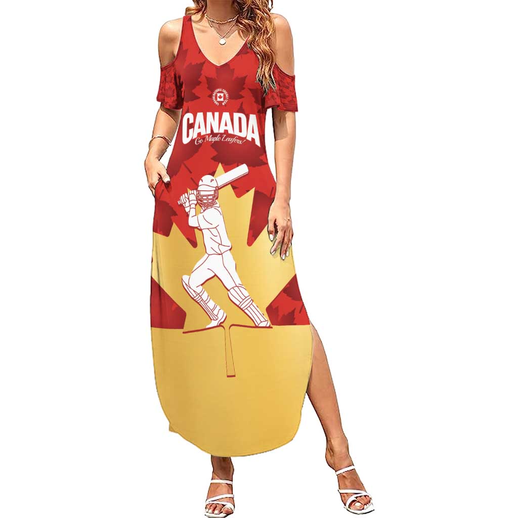 Custom Canada Cricket Summer Maxi Dress Come On Maple Leaf