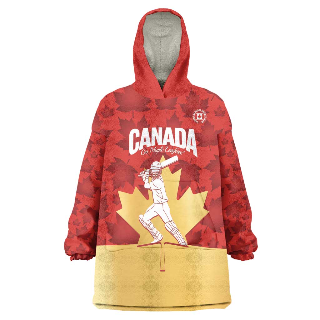 Custom Canada Cricket Wearable Blanket Hoodie Come On Maple Leaf