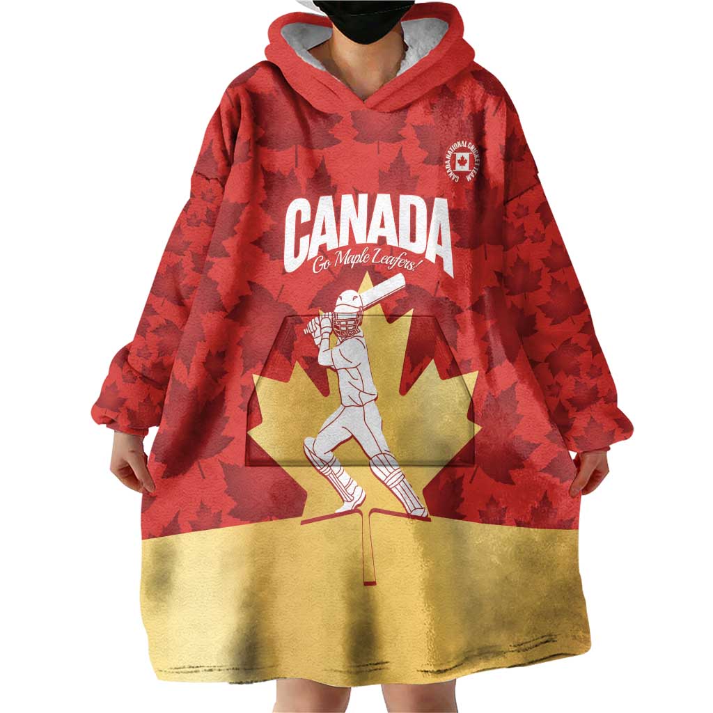 Custom Canada Cricket Wearable Blanket Hoodie Come On Maple Leaf
