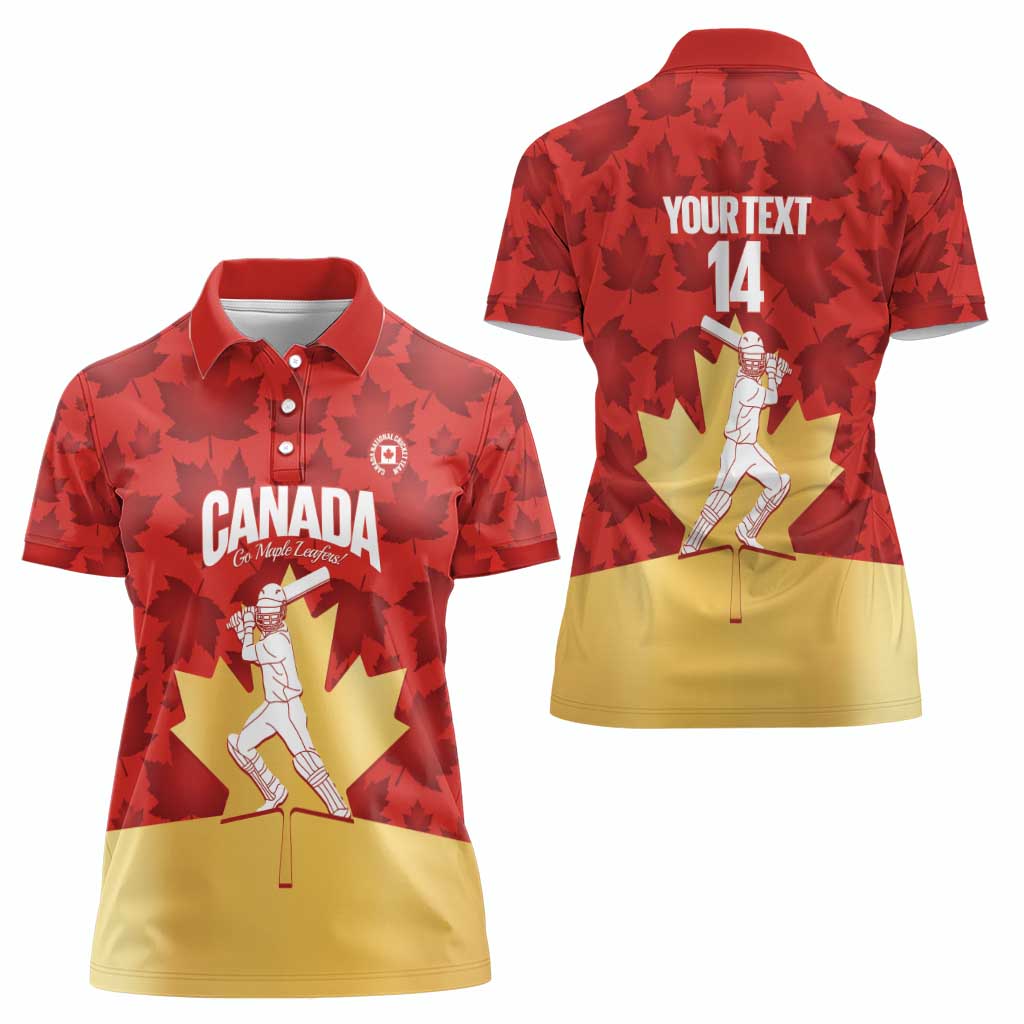 Custom Canada Cricket Women Polo Shirt Come On Maple Leaf