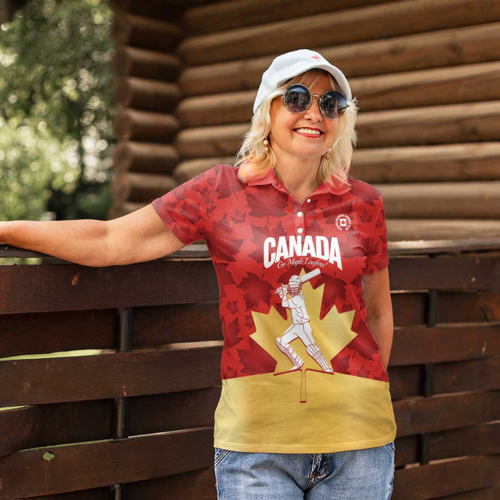 Custom Canada Cricket Women Polo Shirt Come On Maple Leaf