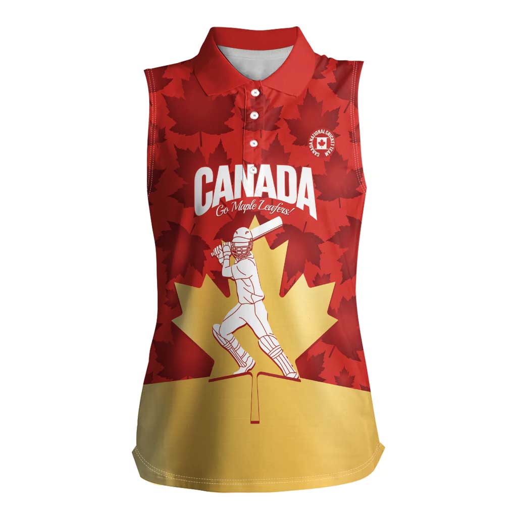 Custom Canada Cricket Women Sleeveless Polo Shirt Come On Maple Leaf