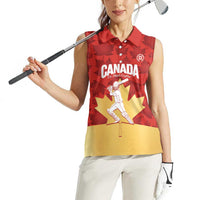 Custom Canada Cricket Women Sleeveless Polo Shirt Come On Maple Leaf